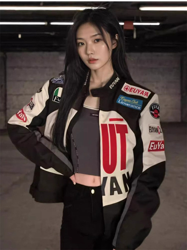 骑士夹克长袖外套女春秋欧货越野覆古设计感摩托赛车机车骑行服