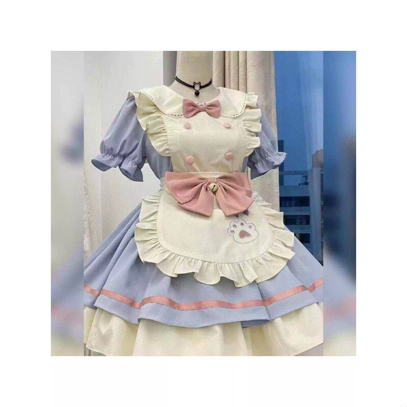 日系可爱塔软妹女仆装cos服蝴蝶结狗短小女仆Lolita甜系套装