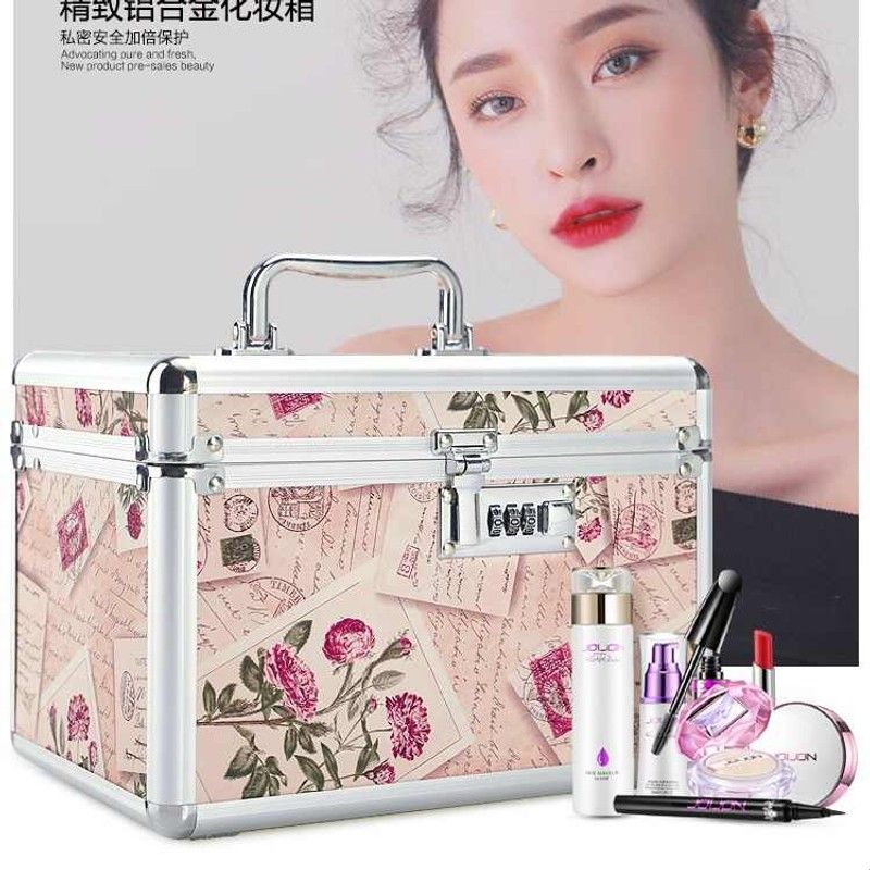 铝合金化妆箱手提双层大容量小号便携收纳箱盒专业带锁硬的化妆包