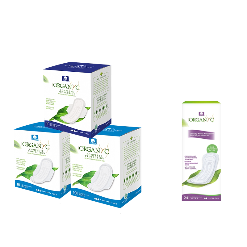 Organyc欧然尼敏感肌进口透气轻薄有机棉卫生巾护垫54片