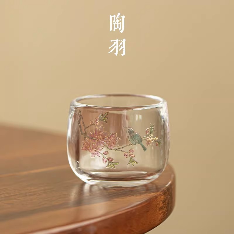 鸟语花香扳指杯茶杯主人杯家用品茗杯个人专用喝茶杯功夫茶具茶盏