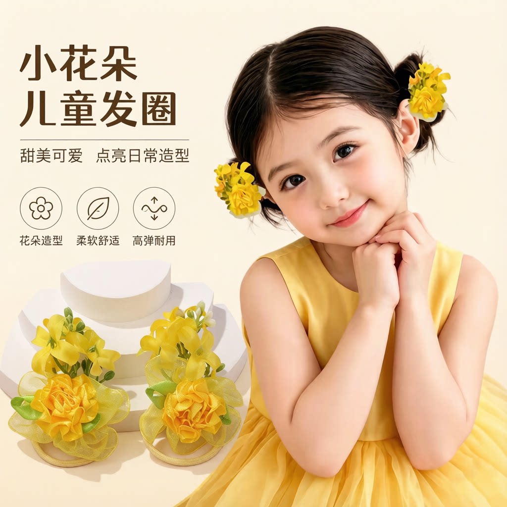 儿童花朵发圈公主风不伤发