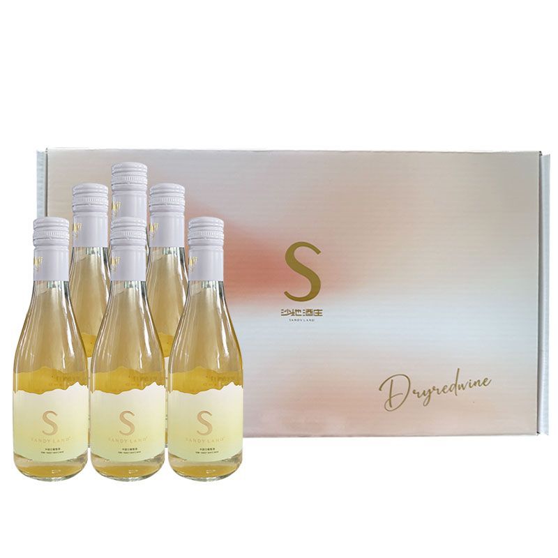 新疆正品沙地酒庄霞多丽雷司令白葡萄酒187ml*6瓶礼盒装低度酒