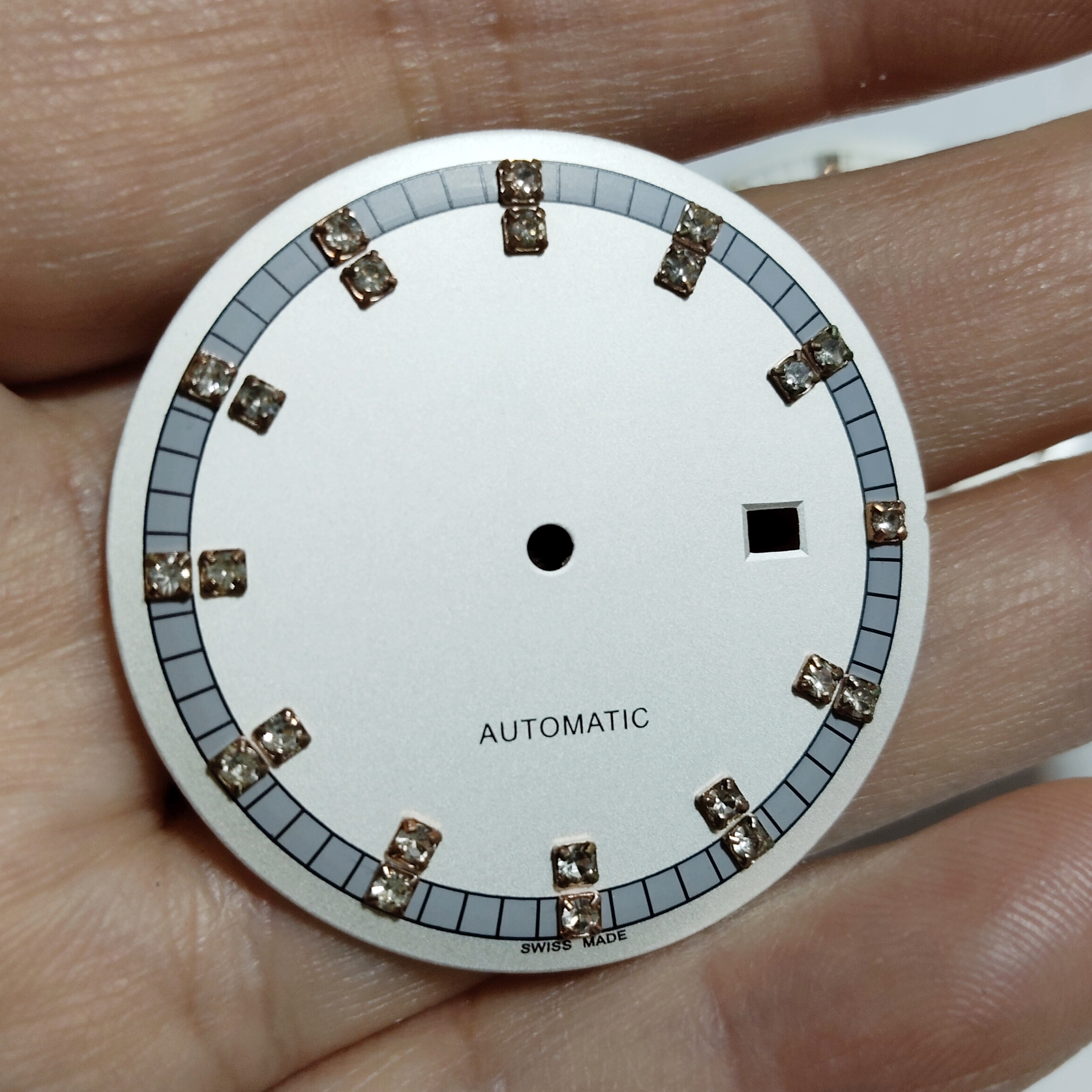 代用江诗面2824 2892 2836表盘白双钻35.3mm3点日历字面手表配件