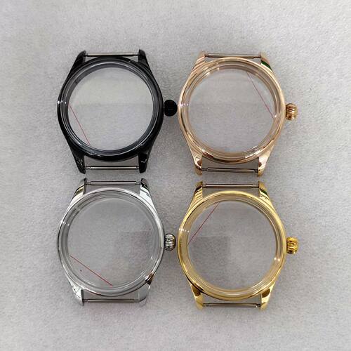 手表配件42MM 抛光不锈钢表壳 南瓜表冠 适合ETA6497/6498/st3600