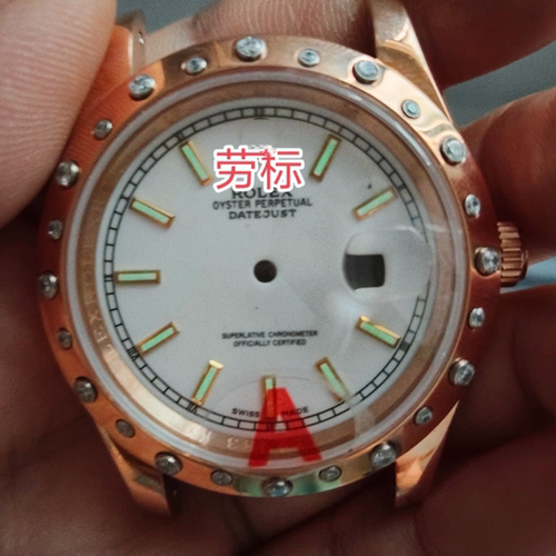 代劳玫瑰金表壳蓝宝面41精钢壳日志2813 8205 8215 8200手表配件