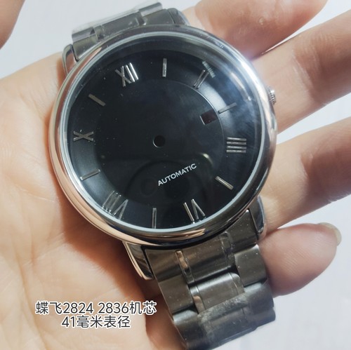 谍飞钢壳欧经典2824 2836机芯黑41毫米蓝宝玻璃双透表壳手表配件