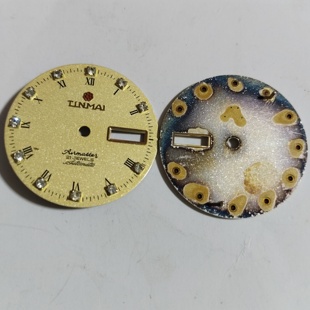 特价代用梅花面黄色2813 8200 8205 双历28.4毫米表盘手表壳配件