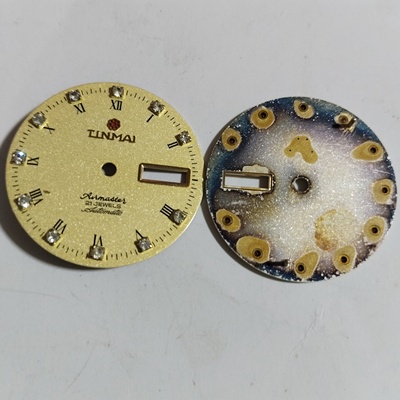 特价代用梅花面黄色2813 8200 8205 双历28.4毫米表盘手表壳配件