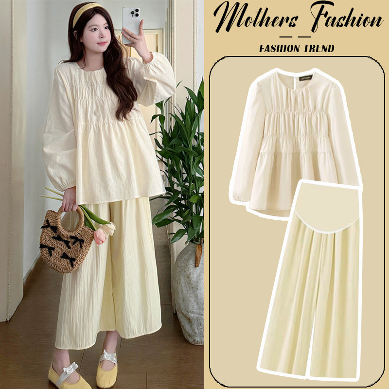 孕妇黄色套装春秋2026新款宽松遮肚长袖娃娃衫上衣阔腿裤两件套女,孕妇装/孕产妇用品/营养,连衣裙,淘宝优惠券,粉丝福利购,淘宝优惠卷