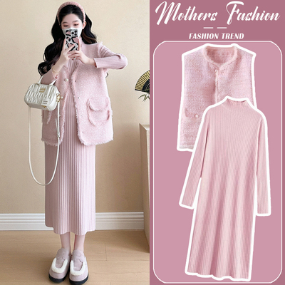 孕妇连衣裙秋冬显瘦一件穿到生