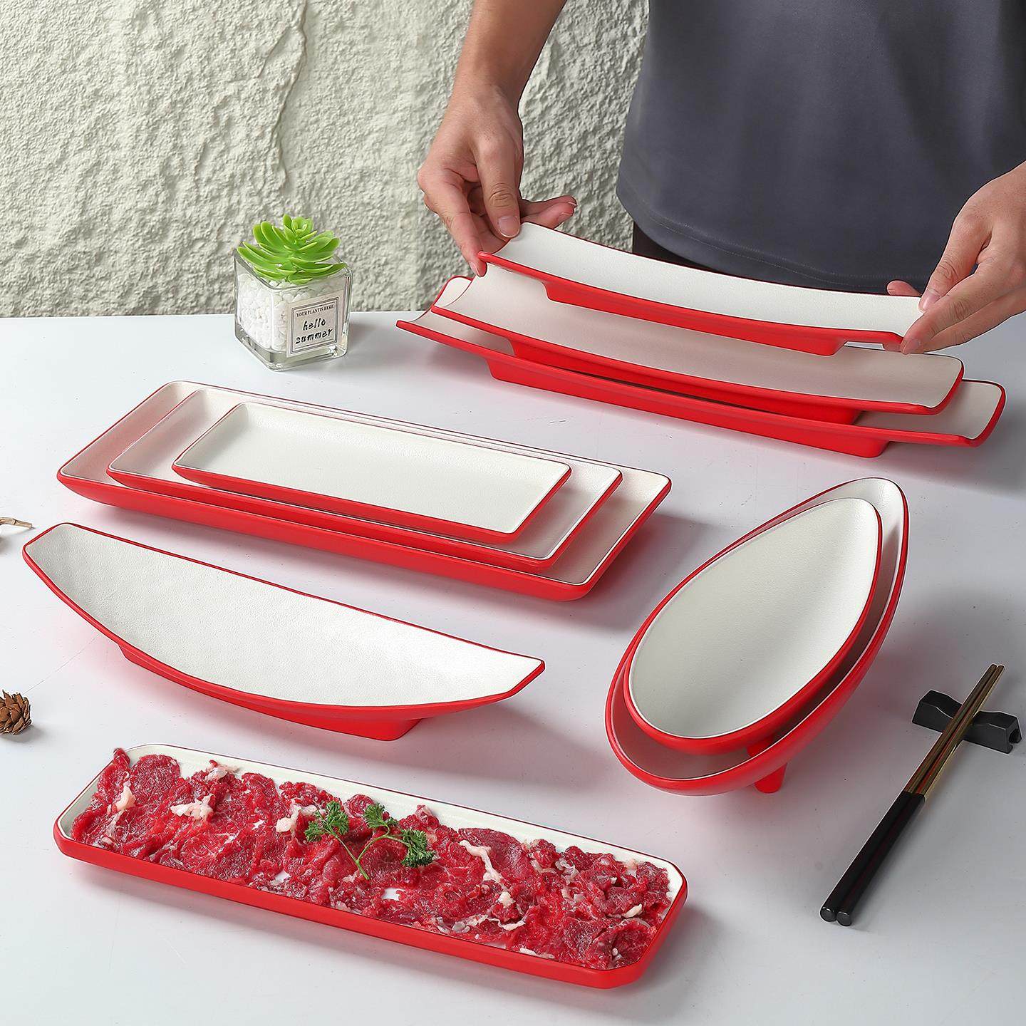 火锅店配菜盘仿瓷日式寿司长条点心小吃盘创意长方形烧烤肉串盘子,餐饮具,盘,淘宝优惠券,粉丝福利购,淘宝优惠卷