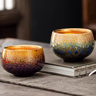 高档漆器茶具福州大漆鎏金杯单杯中式主人杯品茗杯陶瓷茶具
