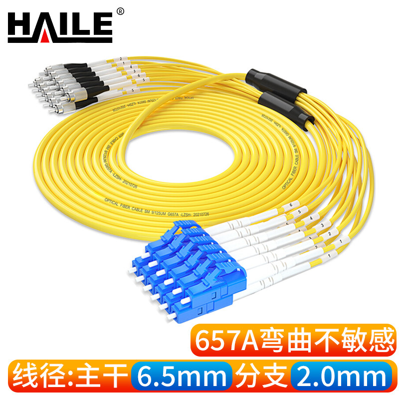海乐 HAILE 单模12芯分支光缆  LC-FC分支束状光纤跳线  5米/条 HJ-24LC-FC-SF5