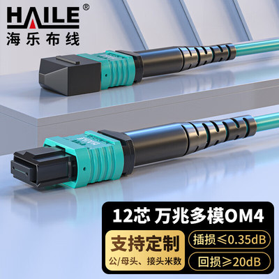 HAILE海乐 光纤跳线MPO-MPO母头12芯 多模万兆OM4 40/100/200G模块用MPO光纤线  GMPO-MTA12