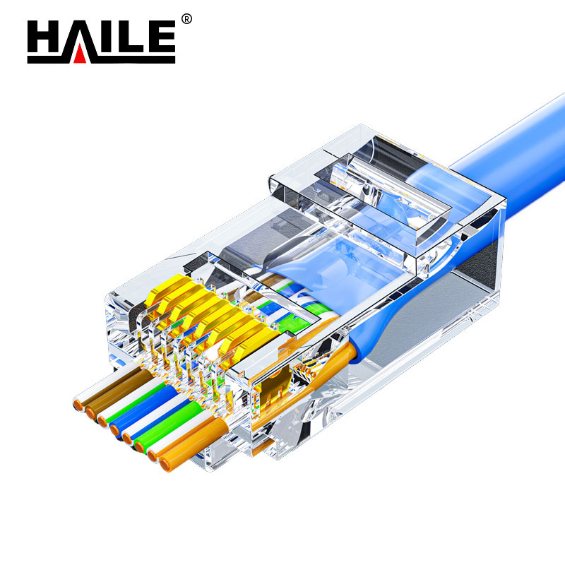 HAILE六类穿孔式水晶头50U HT-510A 100个/盒