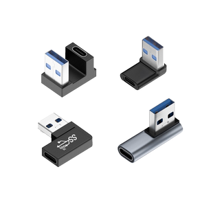 USB转typec转接头公对母拐弯头USB3.2延长线OTG充电宝PD快充数据线转换器汽车U盘车载手机充电口插头直角90度