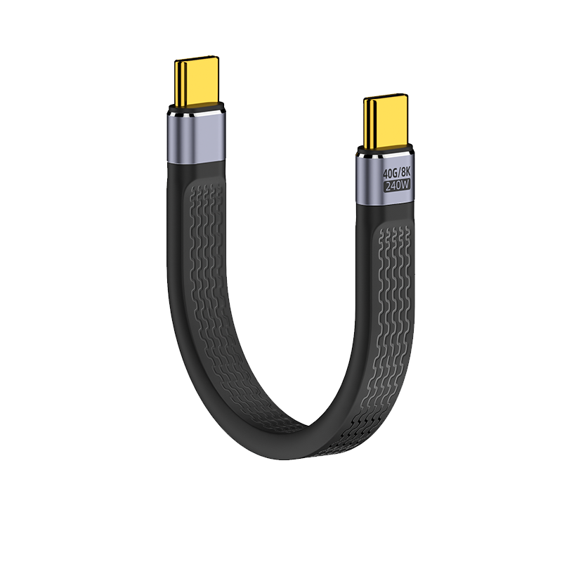 Typec数据线USB3.2Gen2公对公转母USB4全功能8K延长软扁短板线40G高速PD快充适用三星闪迪固态移动硬盘连接线