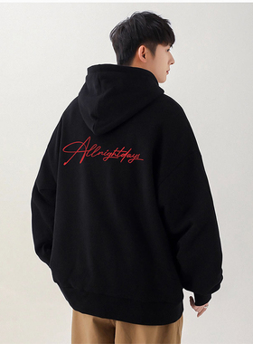 美式复古hiphop套头字母印花连帽卫衣