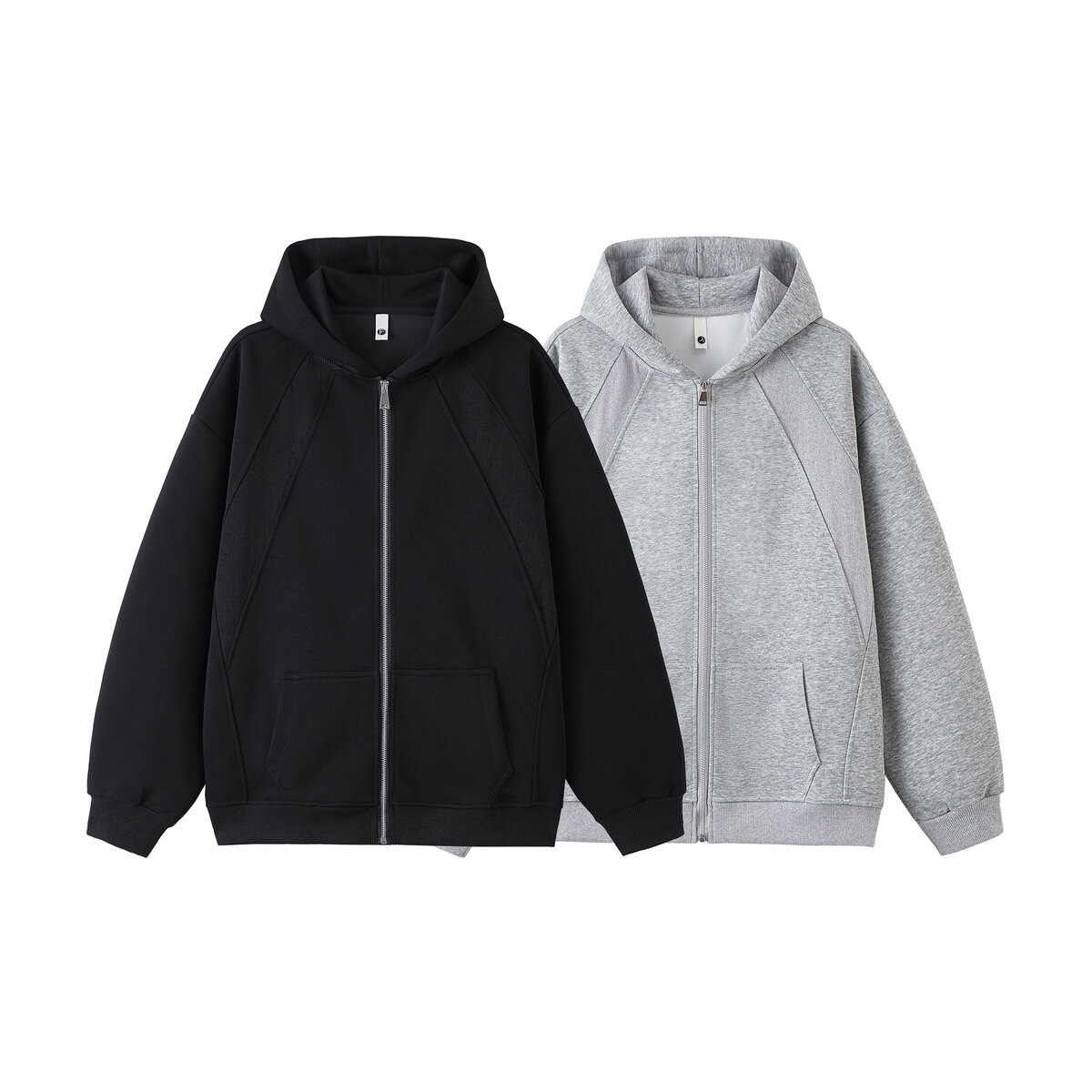 SMILEISLAND 美式复古双拉链连帽卫衣男女秋潮牌宽松百搭休闲帽衫