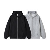 复古双拉链连帽卫衣男女秋潮牌宽松百搭休闲帽衫 SMILEISLAND 美式