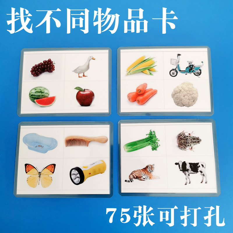 孤独症宝宝 aba教学实操 找不同类别物品 卡片儿童康复训练教具塑