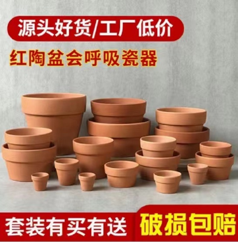 出厂批发直销多肉矮盆红陶花盆简约透气持水花卉庭院绿植盆栽组合