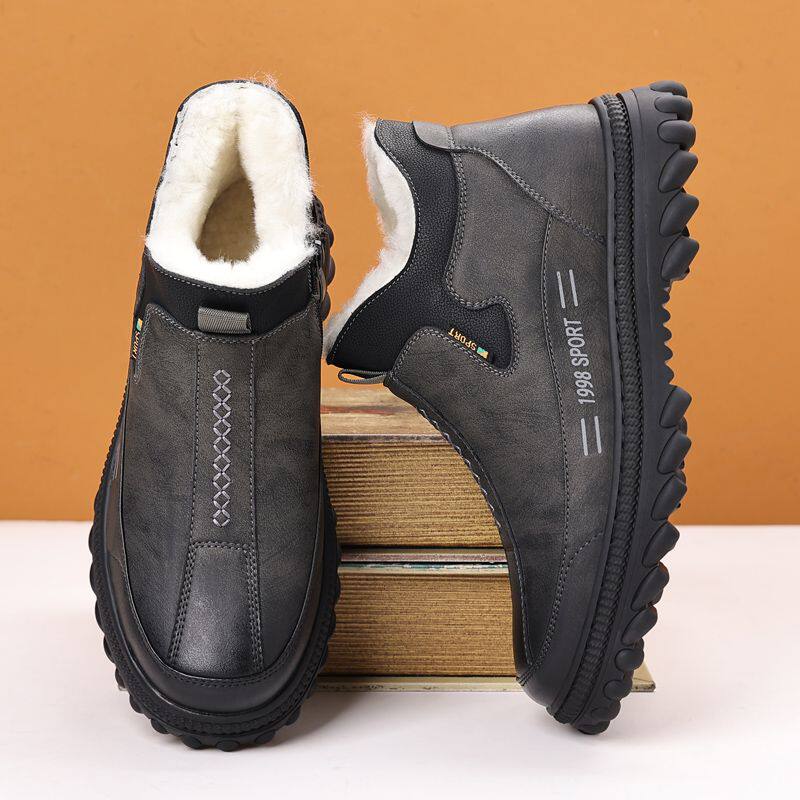 男士棉鞋加绒男鞋2025新款冬季真皮加厚保暖大棉鞋高帮套脚雪地靴,流行男鞋,高帮鞋,淘宝优惠券,粉丝福利购,淘宝优惠卷
