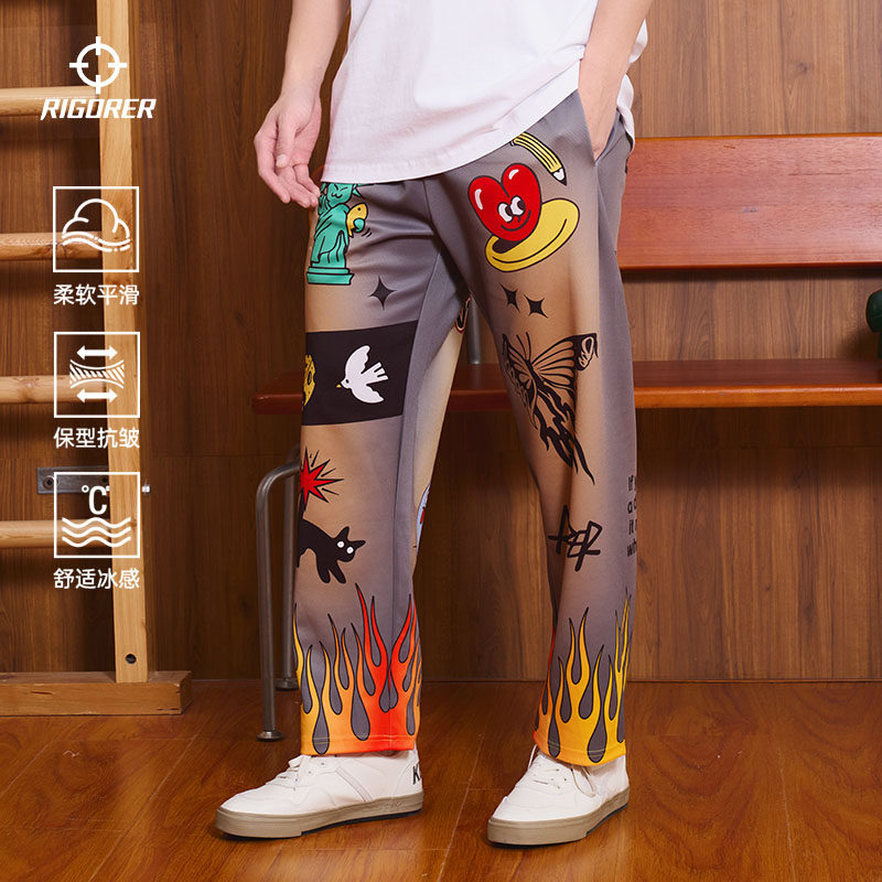 准者漫画涂鸦花裤子运动长裤男2025夏季新款美式篮球透气印花裤子