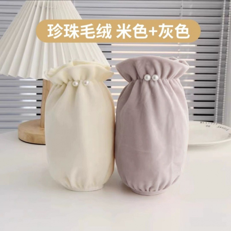 白色袖套女秋冬2024新款办公室防脏套袖高级感羽绒服棉衣护袖口士