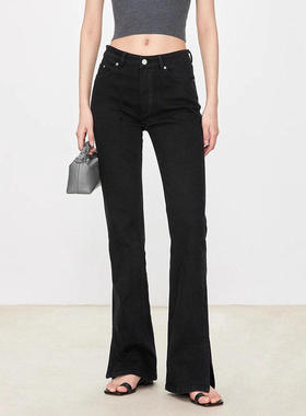 th ROW 意大利微弹牛仔微喇叭裤经典细长腿侧开叉显瘦高牛仔裤女