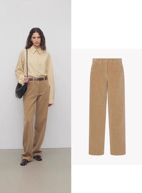 Th~ Row 欧美小众2026春秋新款女士显瘦百搭款厚款灯芯绒直筒长裤