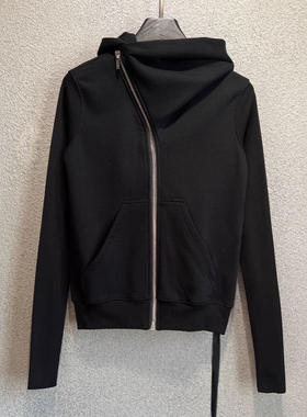 JCSTONE 暗黑RO风格巫师帽斜拉链卫衣修身罗纹袖子纯棉外套女款