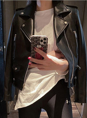 2026春秋新款海宁进口绵羊皮夹克真皮皮衣外套女机车短款显瘦