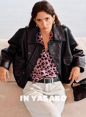 2026秋冬新款进口小羊皮皮复古气球收腰真皮皮衣绵羊皮飞行员外套