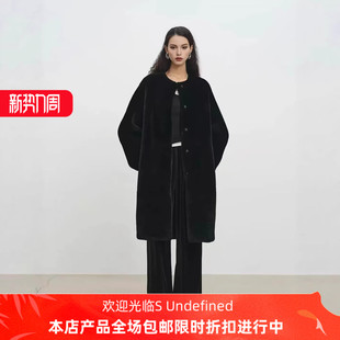 『雪夜漫步』长美利奴皮毛一体圆领宽松亟简大衣女水貂外套2015冬