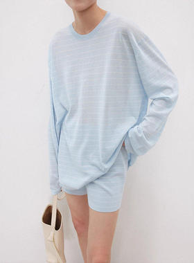 th ROW   条纹散步套装_轻薄三醋酸棉纱爆款防晒肯豆T恤