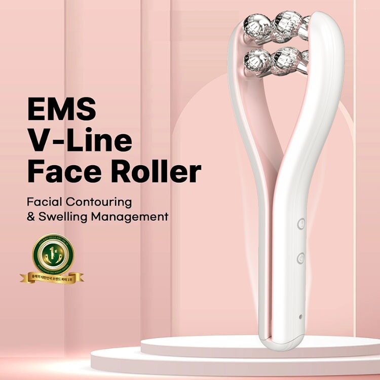 跨境瘦脸面诊仪KC认证ems滚轮式面诊仪电动款V脸机