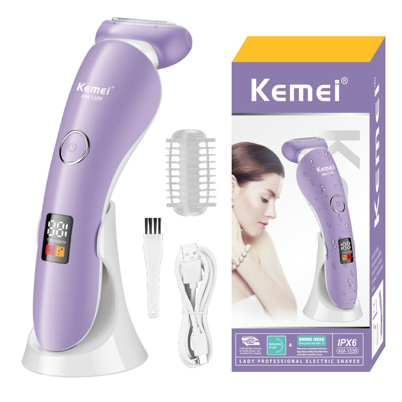 Kemei科美女士剃毛器KM-1539跨境电动脱毛器数显防水私处剃阴器