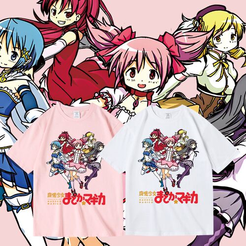 卡通动漫魔法少女小圆日系动画周边圆领T恤纯棉夏季男女短袖套头