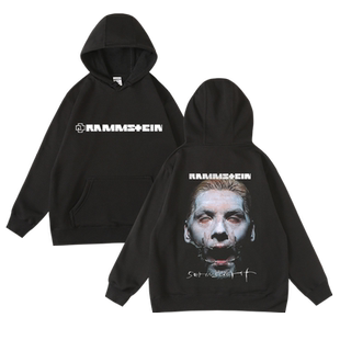 德国战车乐队Rammstein欧美摇滚秋冬加绒连帽卫衣男女款套头帽衫