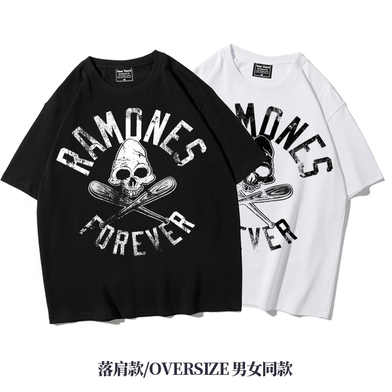 摇滚阿美咔叽美式五分袖T恤