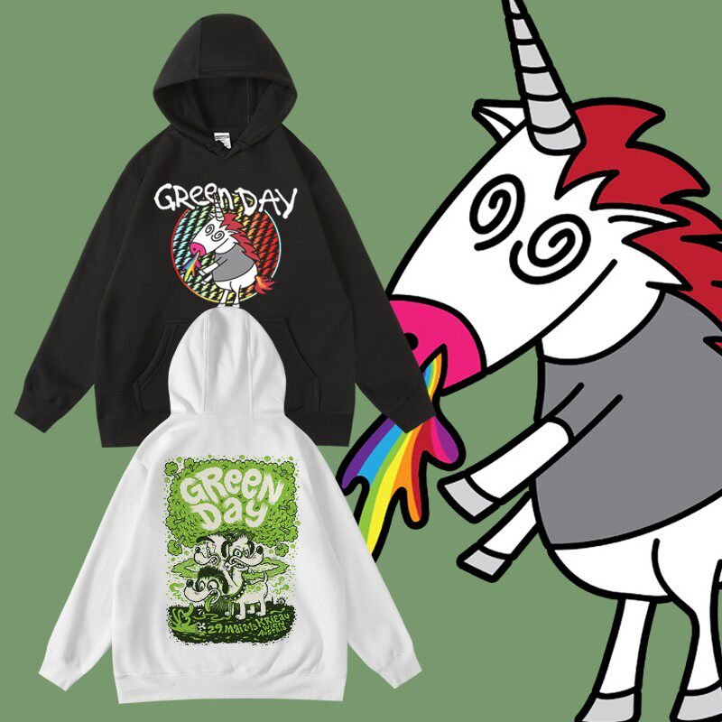 欧美朋克摇滚乐队greenday绿日秋冬加绒连帽卫衣男女同款套头帽衫