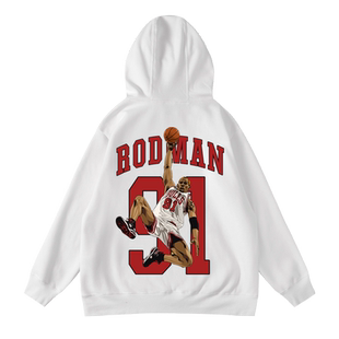 罗德曼Rodman篮球街头潮牌周边秋冬连帽加绒宽松套头男女卫衣bf
