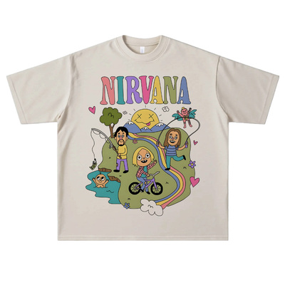 vintage美式复古nirvana涅槃乐队摇滚科特柯本宽松短袖T恤男女潮