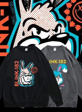 欧美blink-182朋克乐队联名潮牌周边宽松圆领套头卫衣春秋男女bf