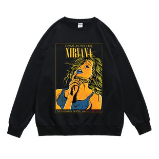 摇滚乐队nirvana涅槃科特柯本周边印花卫衣青少年潮流宽松穿搭潮