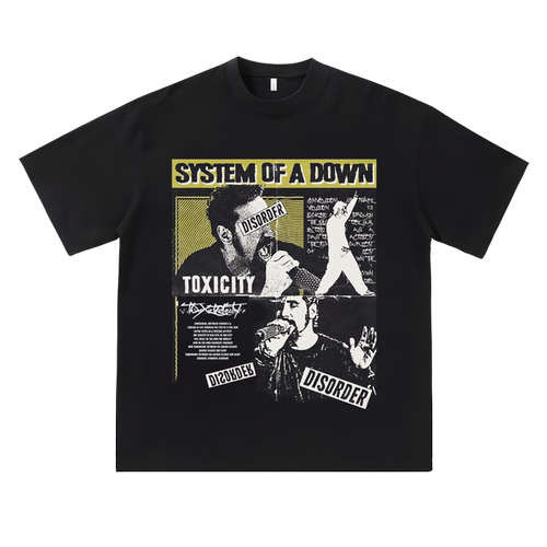 欧美摇滚复古金属System Of A Down体质崩溃周边重磅宽松短袖T恤