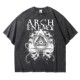 大敌乐队arch enemy复古风做旧水洗落肩纯棉T恤夏季 阿美咔叽落肩