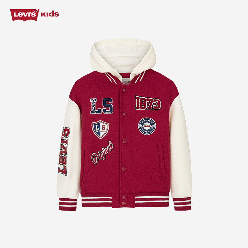 Levi's/ 李维斯美式复古徽章棒球服连帽外套男女宽松运动休闲夹克